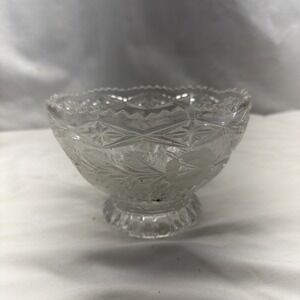Vintage Imperlux 24% Lead Crystal Footed Bowl  Frosted Roses And Leaf Pattern